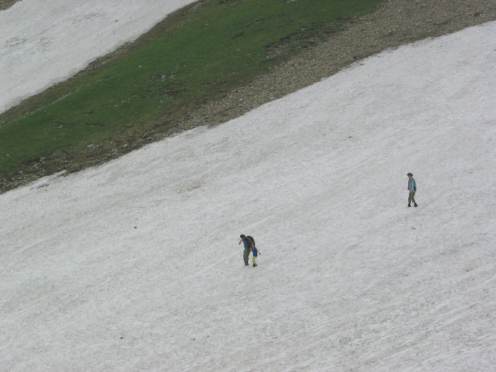 Schneefelder im Anstieg zum Rotsteinpass