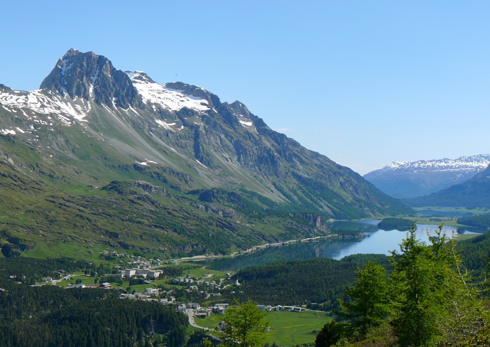 Silser See und Ende des Oberengadins.