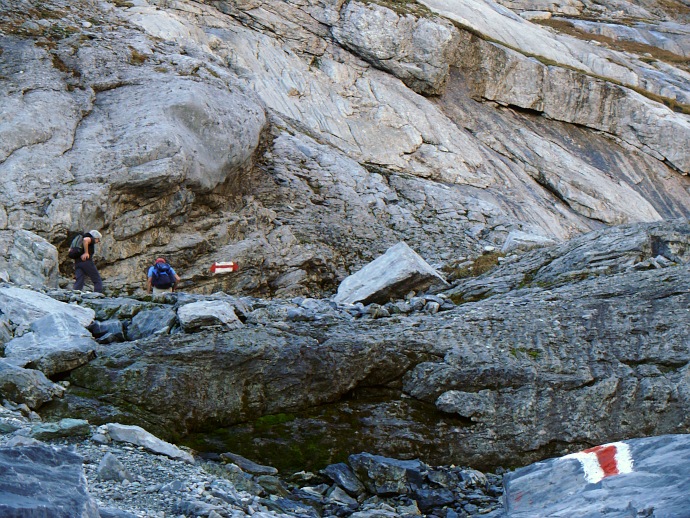 felsige Passage beim Abstiegsweg