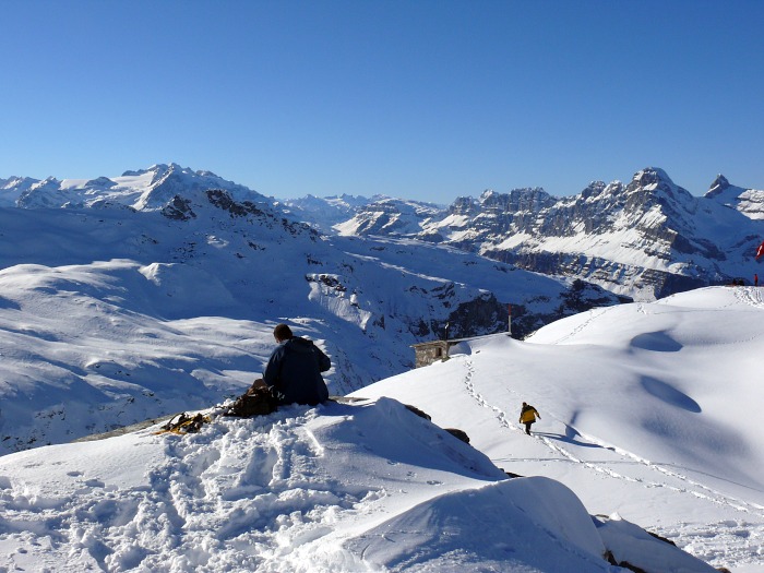 Rast bei der Leglerhütte; im Hintergrund der Ortstock