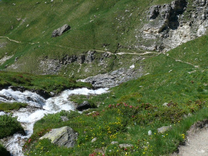 Abstiegsweg ins Fextal über den Crap la Chuern