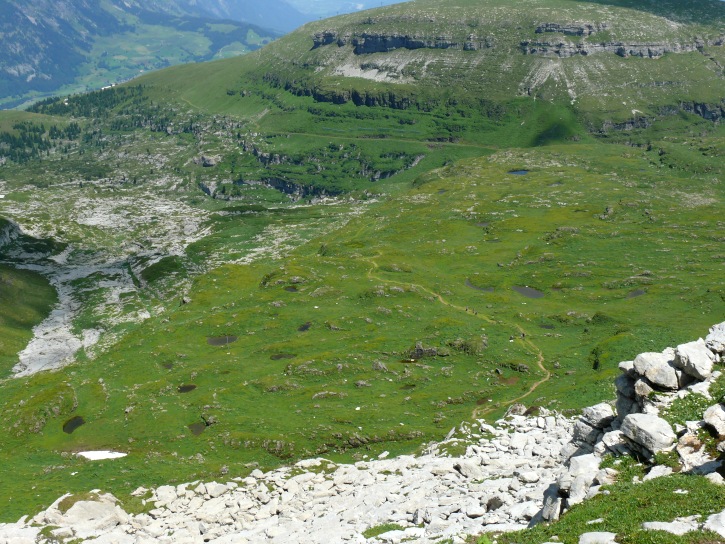 Blick Richtung Gamserrugg und zum Geologischen Höhenweg
