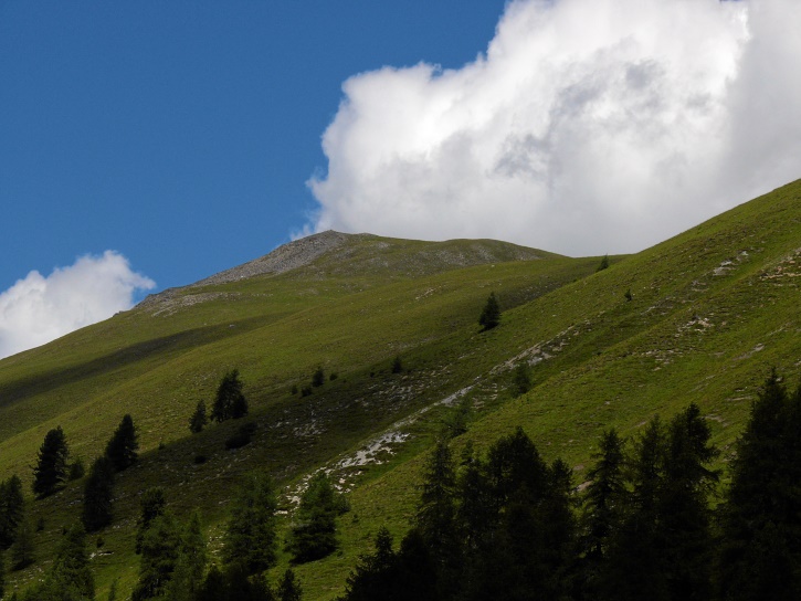 Blick von Pradatsch auf den Chavagl Grond (2443 m)