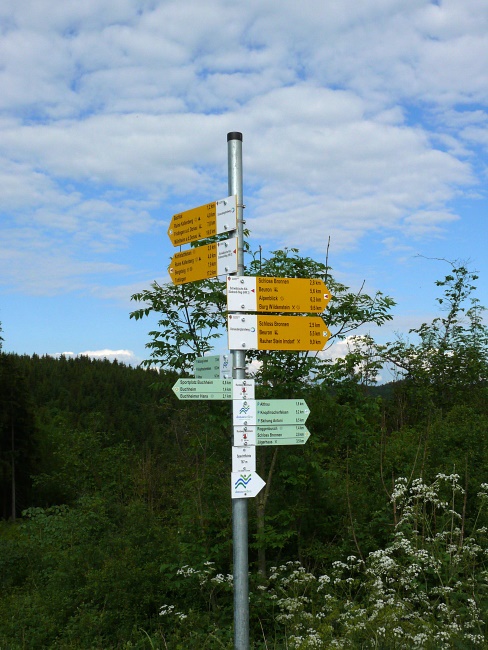 Wanderwegweiser: Donauberglandweg, Schwäbisch Alb Südrandweg, Donauwellenweg etc.