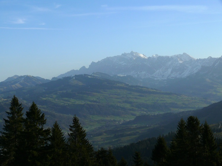 Blick zum Alpstein und seinen Vorbergen